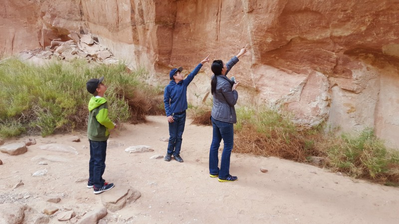 Spotting ancient petrogylphs on the canyon wall