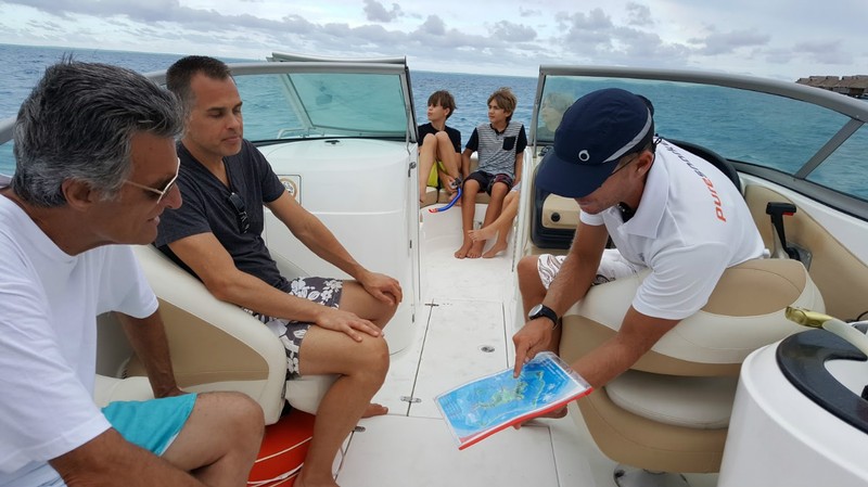 Ben from Pure Snorkeling shows us the route we'll take around Bora Bora