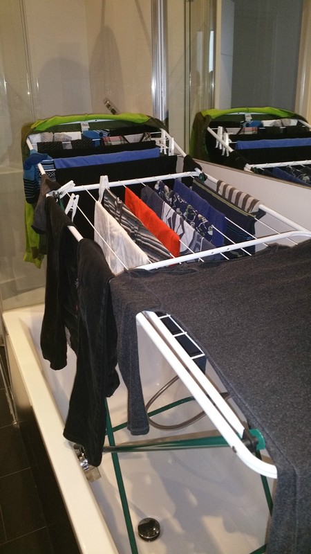 It may not be glamorous - but sometimes you need to do some laundry.  This apartment had a washer and then a rack for drying clothes